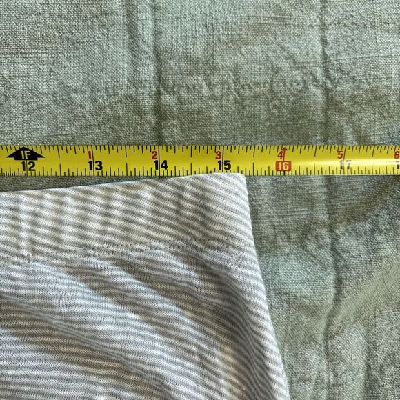 EILEEN FISHER Dark Pearl Gray White Linen Jersey Stripe Asymmetrical Skirt Small - Picture 6 of 7